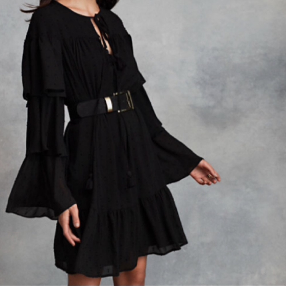 NWT Happy X Nature Black Tiered Sleeve Dress
